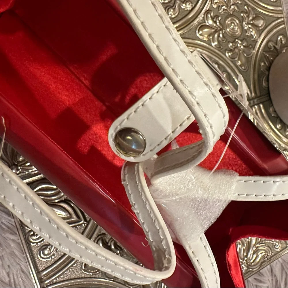🌹VINTAGE Show Colors Cosmetic RED & WHITE Organizer Make Up Case Mini Purse